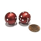 Set of 2 22mm Round Dice, Weighted to Display Number - Burgundy with White Pips