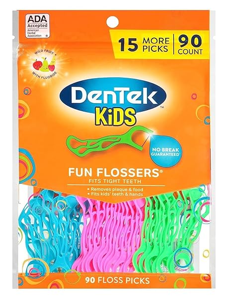 DENTEK KIDS FUN FLOSSERS, FLOSS PICKS, REMOVES FOOD...