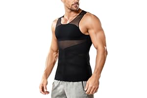 Nebility Mens Compression Shirt - Slimming Undershirts Body Shaper Vest Mesh Shapewear Tummy Control Tank Tops