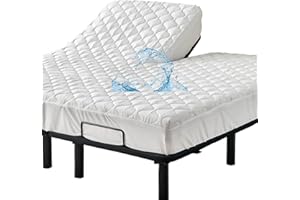 Kingnex Waterproof Quilted Split Top King Mattress Protector Pad for Adjustable Bed with Upper Flex 32-34 from Head Soft Padded Topper Noiseless Fitted Cover