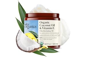 Sky Organics - Organic Coconut Oil & Vitamin E, 16.9 fl oz - Skin & Hair Ultra-Hydrating Oil - Fatty Acids & Antioxidants - Natural, Vegan & Cruelty Free - Skin Care & Hair Care w Ebook