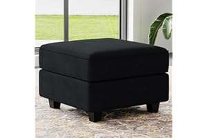 Belffin Storage Ottoman Module for Modular Sectional Sofa Square Seat Cube Velvet Foot Stool Black