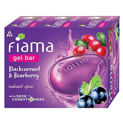 Fiama Gel Bar Blackcurrant and Bearberry for radiant glowing skin, with skin conditioners, 125 g (Pack of 3)