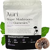 Auri Nutrition Super Mushroom Chill Gummies - Natural Calming Aid & Stress Reduction Supplement for Adults w/Reishi Mushroom, Ashwagandha, L-Theanine- Unwind Mind & Harmonize Your Day- 60 Calm Gummies