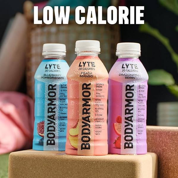 BODYARMOR LYTE, PEACH MANGO, ELECTROLYTE DRINK, 25 CALORIES, 20 FL OZ BOTTLES (6 PACK), COCONUT WATER SPORTS DRINK, NATURAL FLAVOR & B VITAMINS
