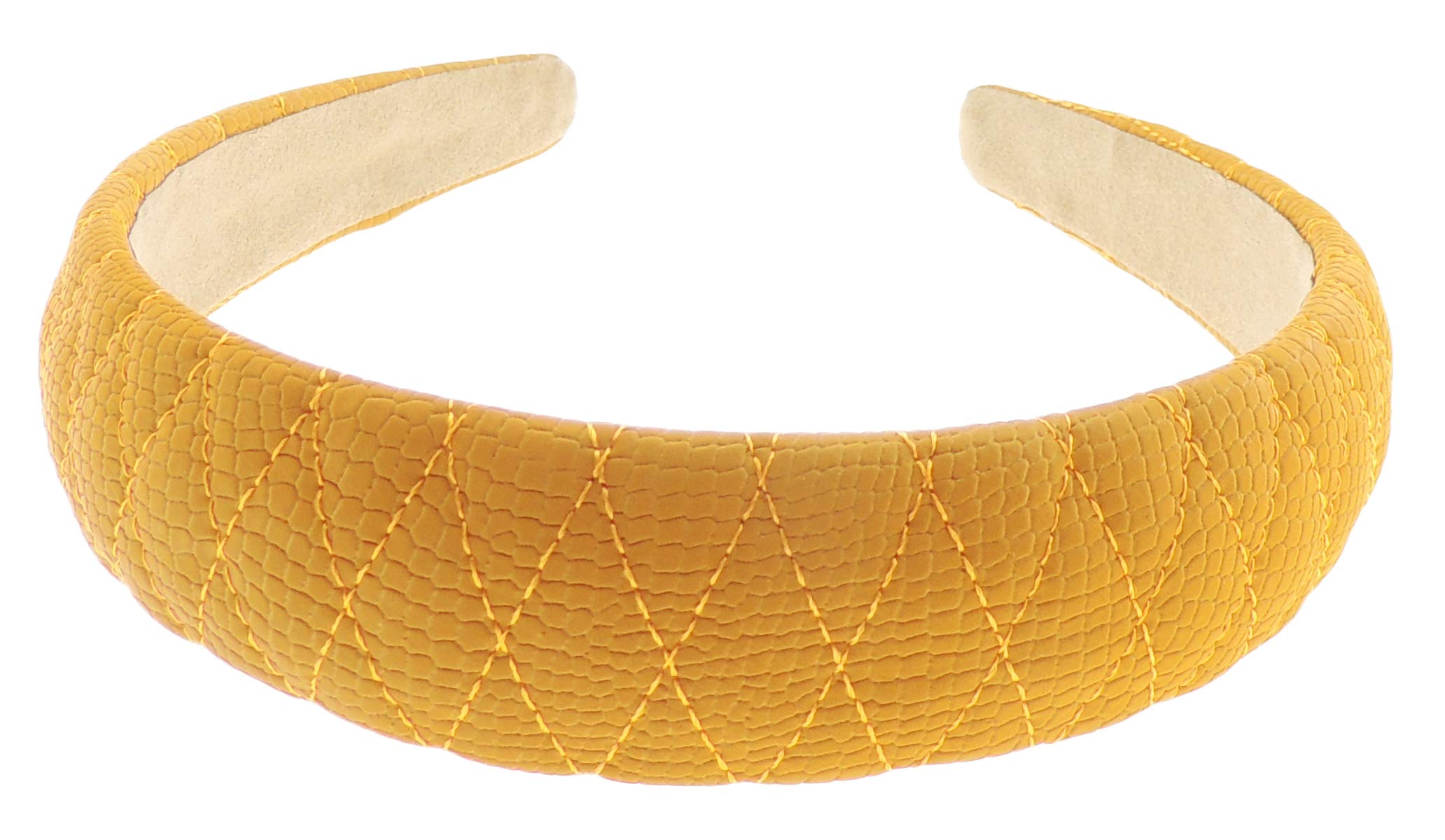 Girls Women Velvet Winter Evening Winter Suede Look Quilted Wedding Party Birthday Bridal Christmas Birthday Bridesmaid Headband Alice Band Hair Accessories Hairband (Old Gold)