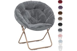 SFIHOME Foldable Oversized Moon Chair, Large Soft Lazy Cozy Comfortable Faux Fur Round Saucer Moon Chair for Teens and Adults, Grey