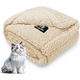 Luciphia Waterproof Pet Blanket for Medium Large Dogs Soft Cat Sherpa Calming Thick Cover Leakproof Cozy Puppy Sofa Bed Car Couch Protector(Beige,30x20 inches)