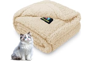 Luciphia Waterproof Pet Blanket for Medium Large Dogs Soft Cat Sherpa Calming Thick Cover Leakproof Cozy Puppy Sofa Bed Car Couch Protector(Beige,30x20 inches)