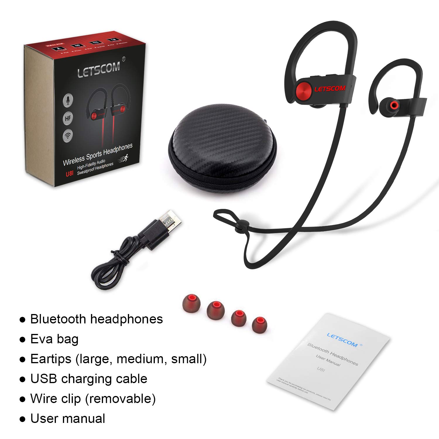 Noise Cancelling Headset for Workout Wireless Sport Earphones Bluetooth