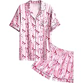 Nidoul Girls Pajamas Satin Pajama Set Silk Pjs Short Sleeve Button Down Summer Bow Sleepwear for Big Kids 7-14Y