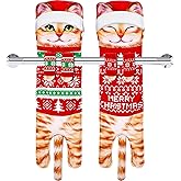 Hercicy 2 Pcs Christmas Funny Cat Hand Towels for Bathroom Kitchen Decor Cute Kitten Decorative Hanging Towels for Housewarming Christmas Valentines Thanksgiving Birthday Cat Lovers Gifts