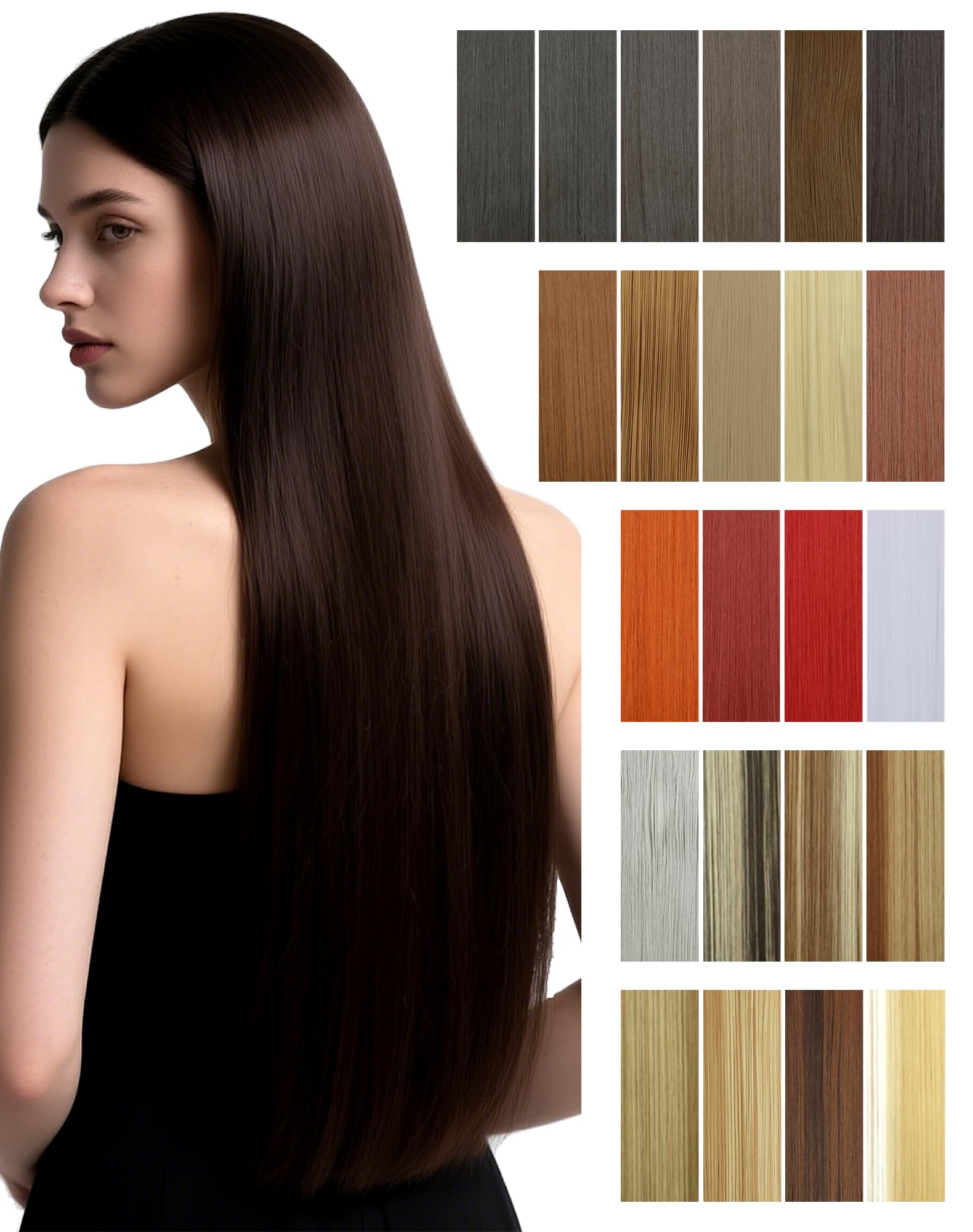 Clip In Hair Extensions 1 Pcs 5 Clips Half Full Head Synthetic Straight Hairpiece Natural Look