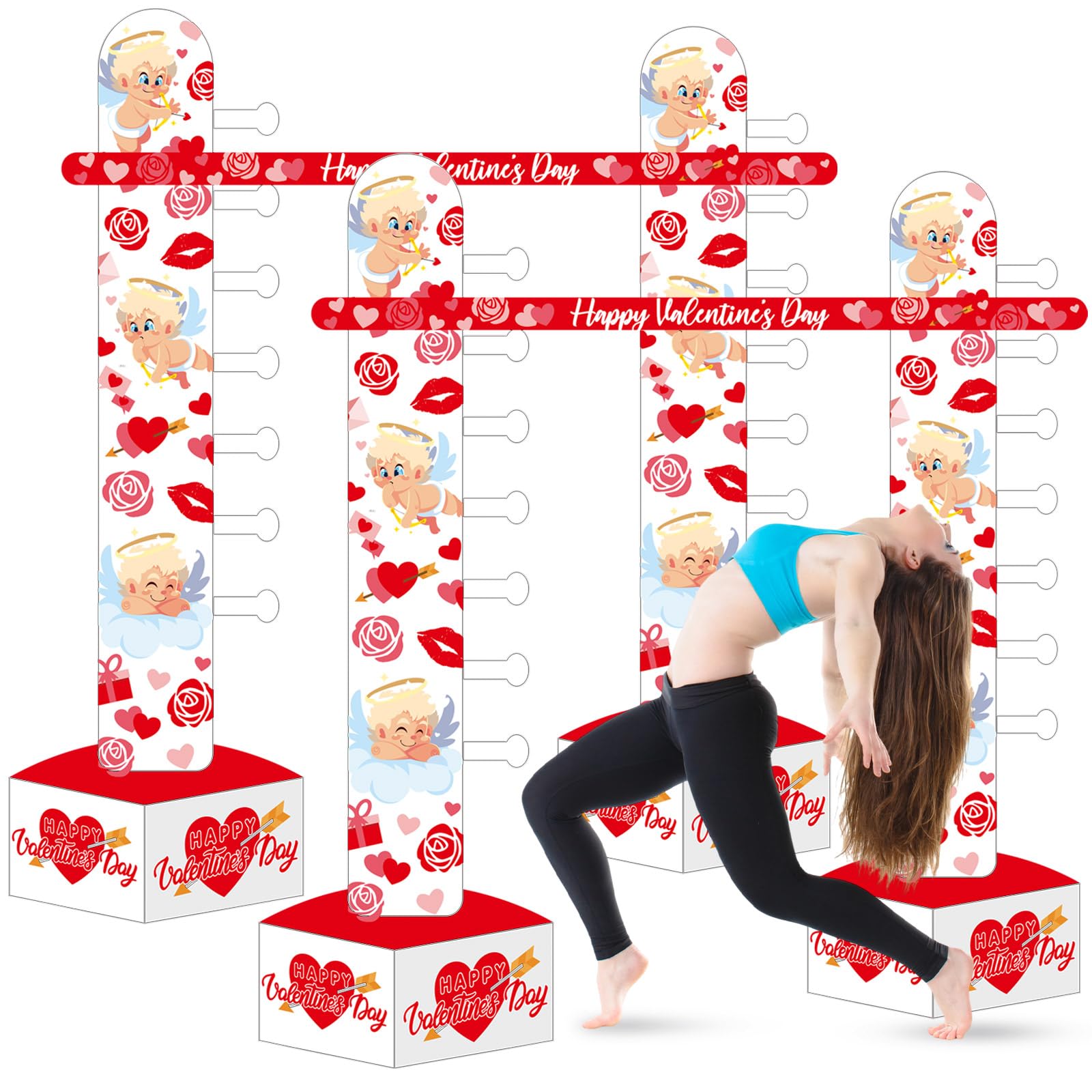 Photo 1 of Gejoy 2 Pcs Valentines Inflatable Limbo Game for Adults 59 Inch Party Games Engage Your Guests Easy Setup for Family Indoor Outdoor Picnic Valentine Holiday Party Supplies