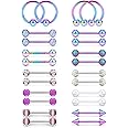 Oufksiyy 12 Pairs Nipple Rings Surgical Stainless Steel Hypoallergenic Nipple Piercing Jewelry 14G Nipple Barbells Hoops Tongue Rings for Women Men 14mm 14 Gauge Niple Tongue Jewelry