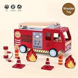 SOKA Wooden Fire Engine Truck with Figurines Montessori Toy Set Ages 3+ view 7