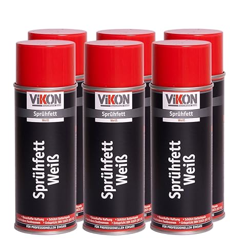6 Dosen VIKON Sprühfett weiß 400 ml (Fettspray/Fett-Spray)