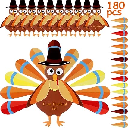 Amazon Com 12 Pieces Thanksgiving Turkey Craft Paper With 132