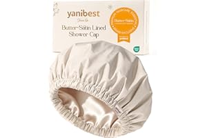 YANIBEST Waterproof Shower Cap for Women - Reusable Satin Lined Bath Cap with Soft Elastic Band - Large Washable Hair Protect