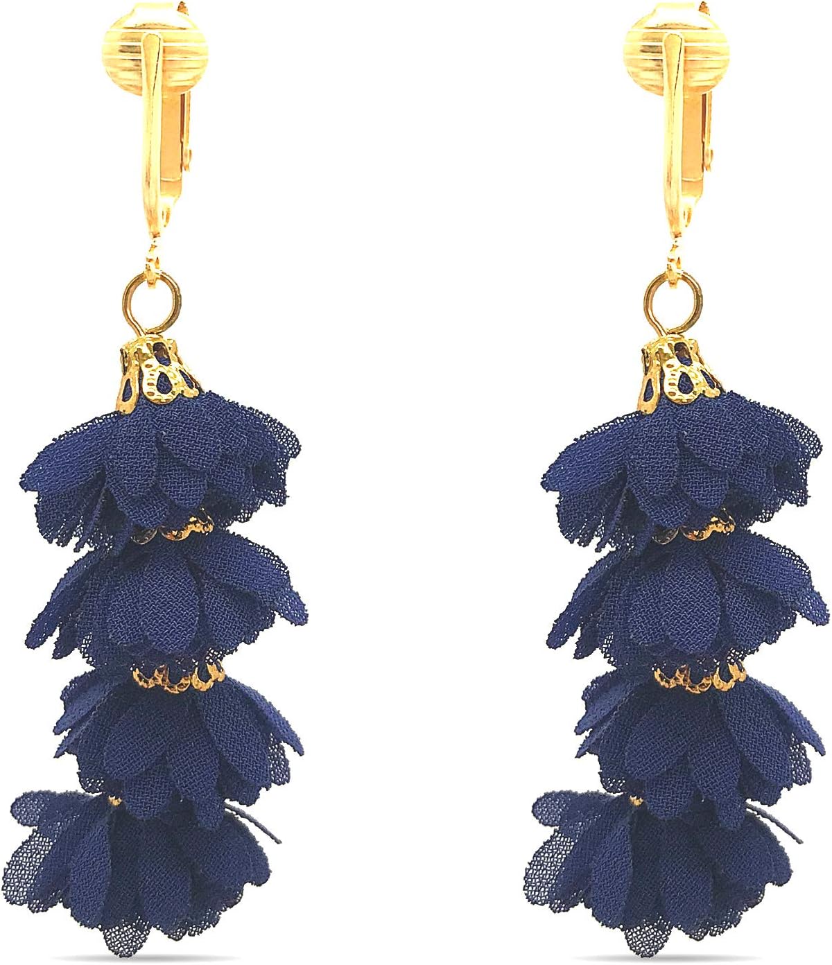 Clip On Tassel Earrings-Dangle Clip On Earrings Silk Tassel Long Clip Earrings Bohemian
