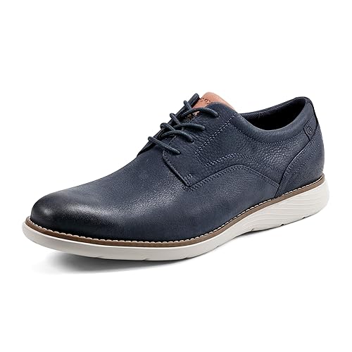 Rockport Men's Garett Plain Toe Oxford Sneaker, Dark Blue Leather, 11