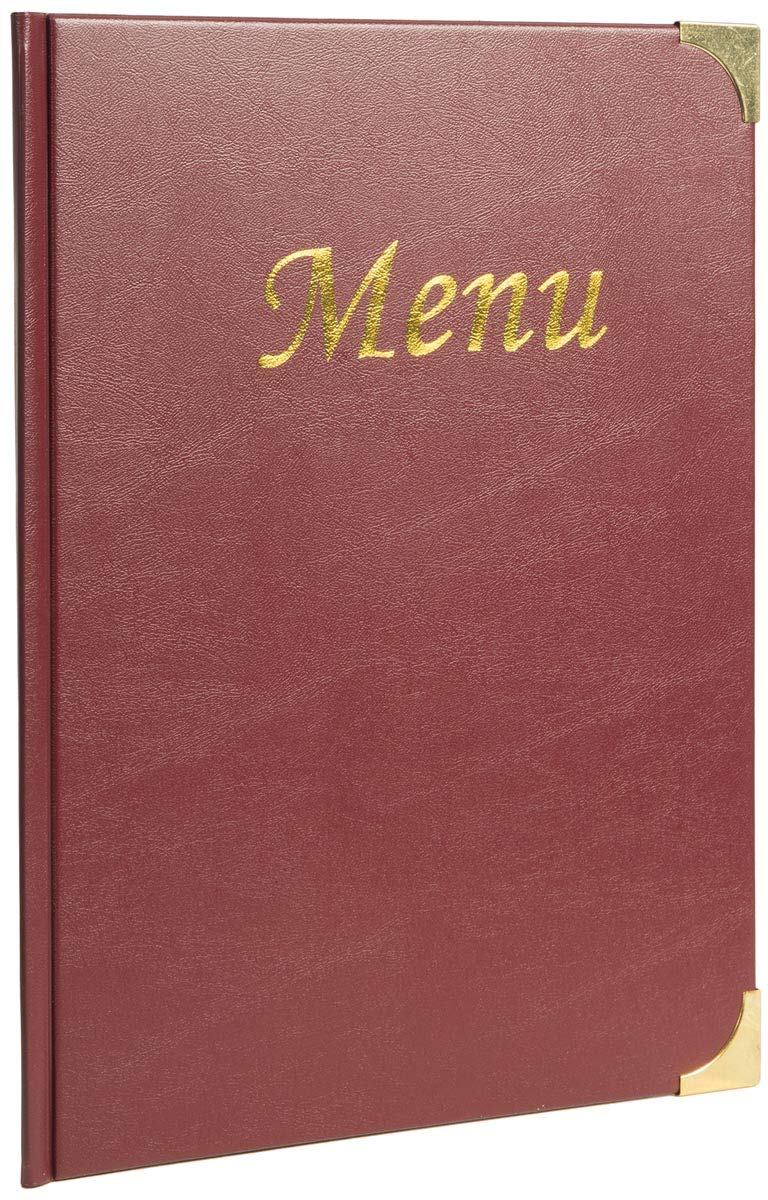 Securit Premium Faux Leather A4 Menu Holder - 8 Page to View Sleek Display Folder for Food and Drinks - Ideal for Restaurants, Cafe or Bar (Red)