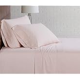 Brooklyn Loom Classic Cotton Sheet Sets Blush Cotton 4-Piece Full Sheet Set, Solid Color Themed, for Men and Women, Oeko-TEX Certified Confidence