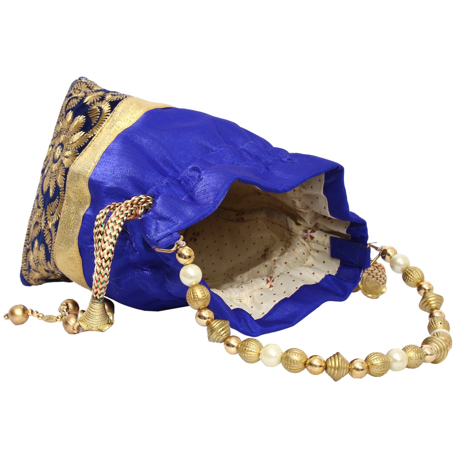 bagaholics ethnic clutch silk potli batwa pouch bag with metal beadwork