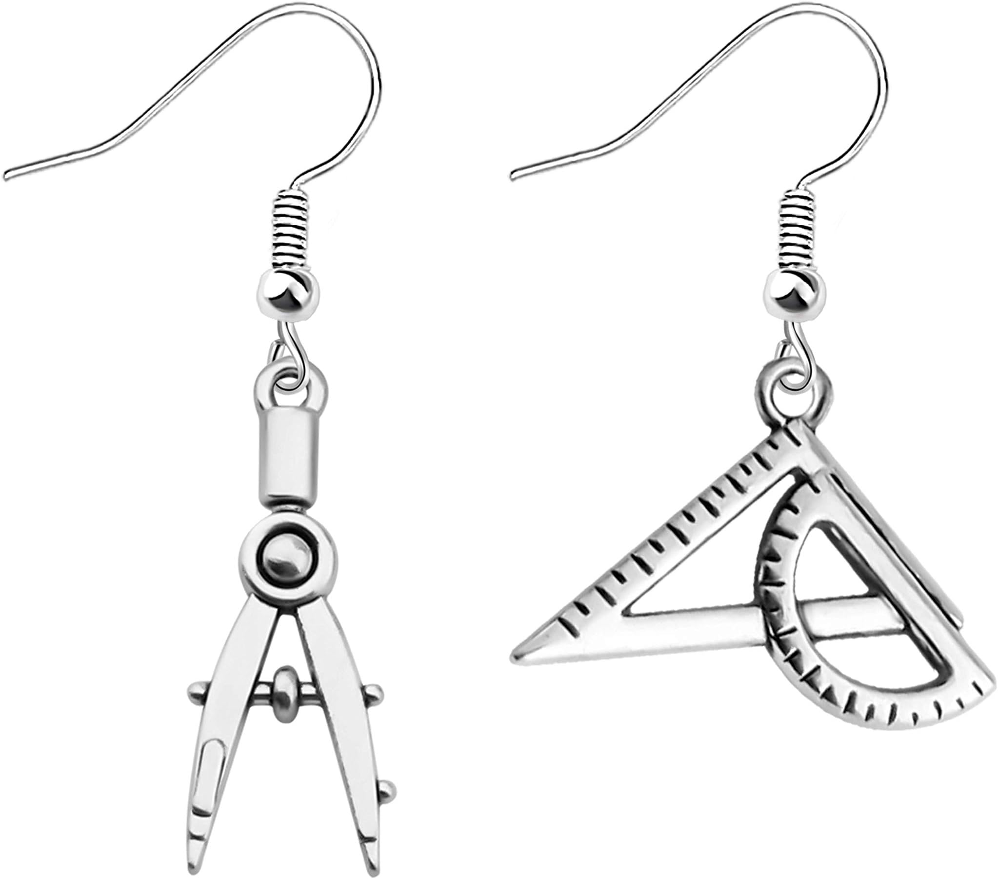 Architect Gift Architecture Gift Engineer Gift Compasses & Ruler Earrings Gift for Math Physics Lover