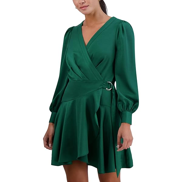 Amazon.com: BCBGMAXAZRIA Women's Mini Dress Long Sleeve Asymmetrical Hem  Ruching Fitted Faux Wrap Style Dresses, Black, X-Small : Clothing, Shoes &  Jewelry