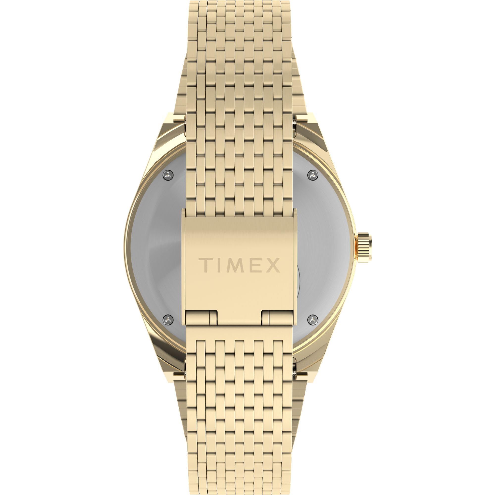 Timex Herren-Armbanduhr mit Falkenauge, 38 mm, goldfarbenes Armband, schwarzes Zifferblatt, goldfarbenes Gehäuse 3