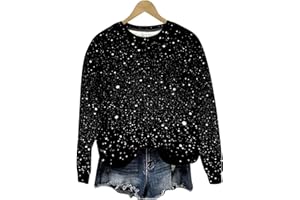 Women's Sparkly Print Sweatshirts Fashion Thin Casual Crewneck Long Sleeve Pullover Shirts Fall Fashion Clothes
