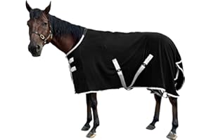 AQINGR Fleece Horse Blankets Polar Fleece Cooler Horse Fleeces,Fleece Horse Blankets Horse Cooler Fleece Blankets for Horses,Horse Exercise Sheet,Horse Care Blanket 78 inches,Black 145cm