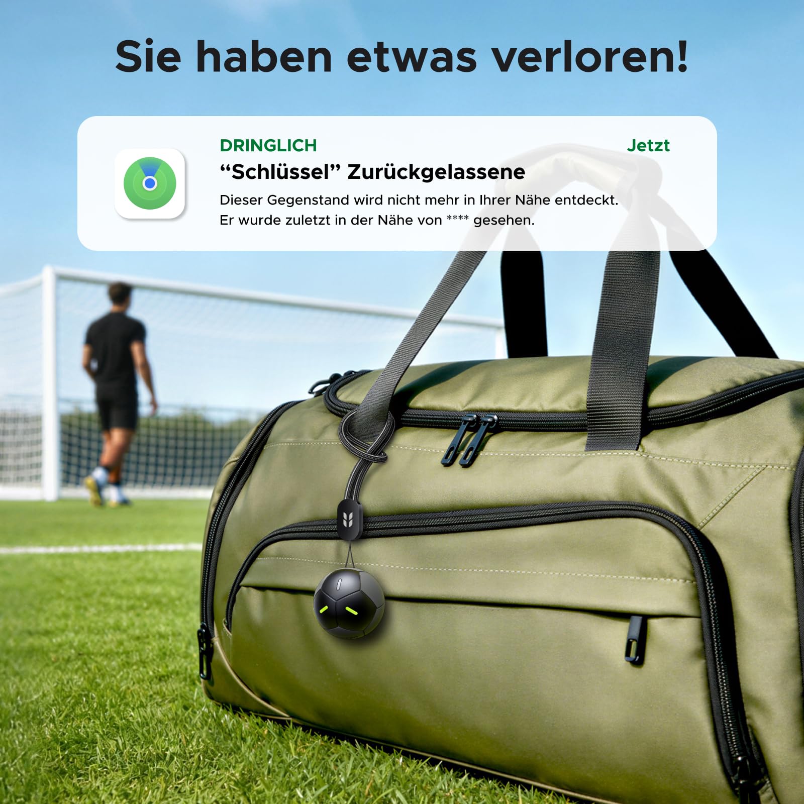 UGREEN FineTrack 2 Fußball kompatibel mit Apple Find My (nur iOS), Schlüsselfinder mit 110dB, IP68, kein Aufladen nötig, GPS Tracker, Tracker für Koffer, Keys, Rucksack 7