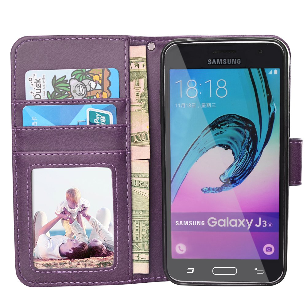 J3 2016 Case, MagicSky Galaxy J3 Wallet Case Folio Flip Premium PU Leather Case Cover with Card Holder Slot Pockets, Wrist Strap, Magnetic Closure For Samsung Galaxy J3 (2016) SM-J320 5.0\