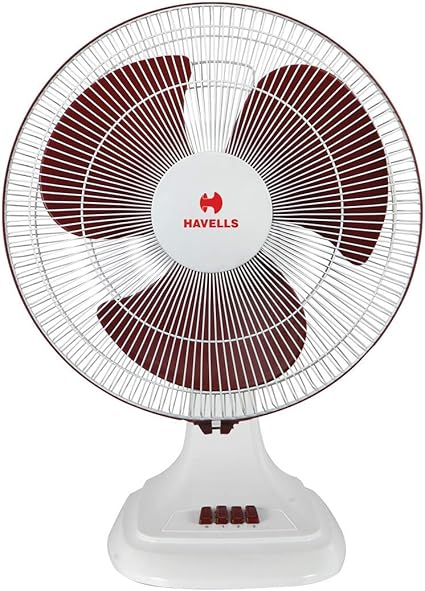 High Speed 400mm Table Fan (White Red 