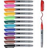 Permanent Markers 12 Assorted Colors Drawing Marker Pens Set, Fine Tip | Waterproof Quick Drying Colored Artists Markers for Adults Coloring, Home Office Store Supplies