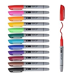 12 Permanent Markers - Assorted Colors Drawing