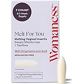 Womaness Melt for You Vaginal Moisturizer Suppositories, 7 Count | Hormone-Free, pH-Balanced Hyaluronic Acid for Dryness Relief, Applicator-Free, Vegan, No Plastic Waste. Made in USA.