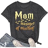 Mom Manager Birthday Shirt for Women - Funny Mama Family Clothes Mothers Day Graphic Outfit Tee Tops