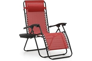 MoNiBloom Zero Gravity Chair Outdoor Folding Patio Lounge Chair for Outside Reclining Lawn Chair Recliner Beach Chair for Adults, Maroon
