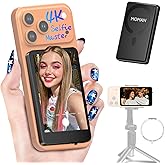 Moman Phone Vlog Selfie Monitor Screen for iPhone 7-17 & Android, 3H Battery 1080P/4K Magnetic Back Camera Wireless Monitor f