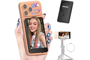 Moman Phone Vlog Selfie Monitor Screen for iPhone 7-17 & Android, 3H Battery 1080P/4K Magnetic Back Camera Wireless Monitor f