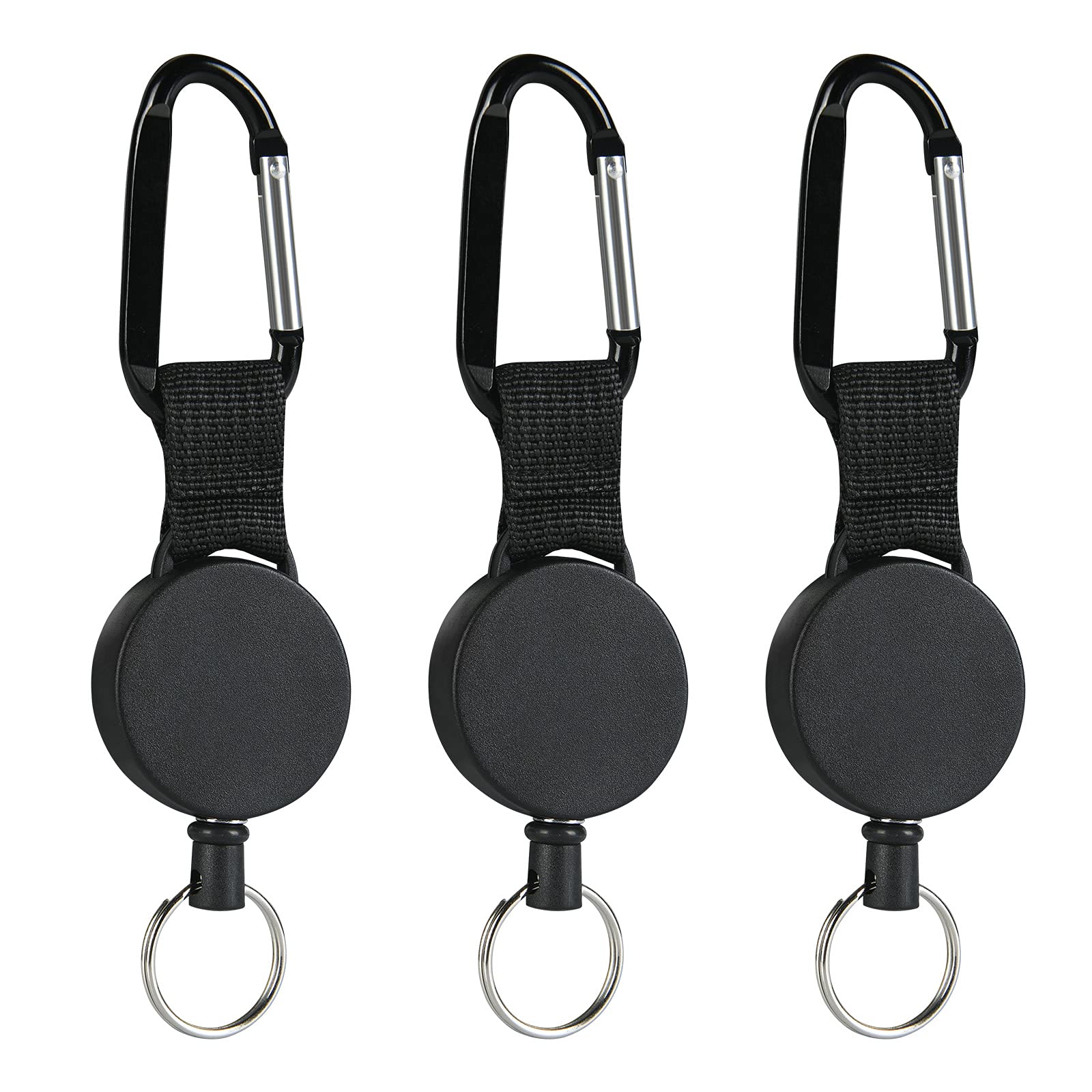Vicloon Retractable Key Chain, 3 Pcs Badge Reels Heavy Duty ID Card Badge Holder with Carabiner D Ring Key Ring with Steel Wire Rope โ image 1