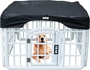 Dog Playpen Mesh Top Cover Prevent Pet Escape Provide Shade Durable Mesh Fabric Top Cover, Portable Foldable Washable Dog Pen Cover, Fits All 24 Inch Wide Pen with 8 Panels (Playpen Not Included!)