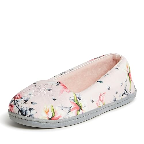 Dearfoams Women's Rebecca Lightweight Cozy Memory Foam Closed Back Slipper with Wide Widths, Dusty Pink, 11-12