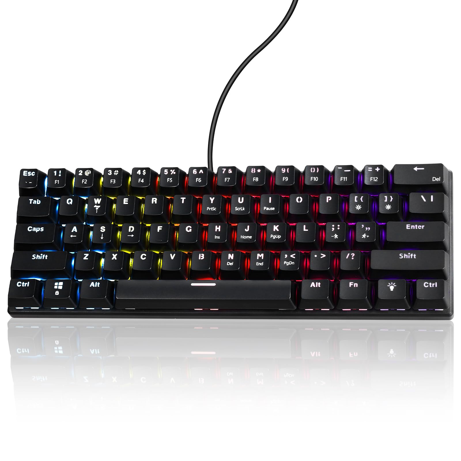 Gaozen 60% Wired Mechanical Gaming Keyboard RGB Backlit Anti-Ghosting Compact 61-Keys Mini Keyboard with Red Switch | for Windows Laptop PC Gamer Office Typist
