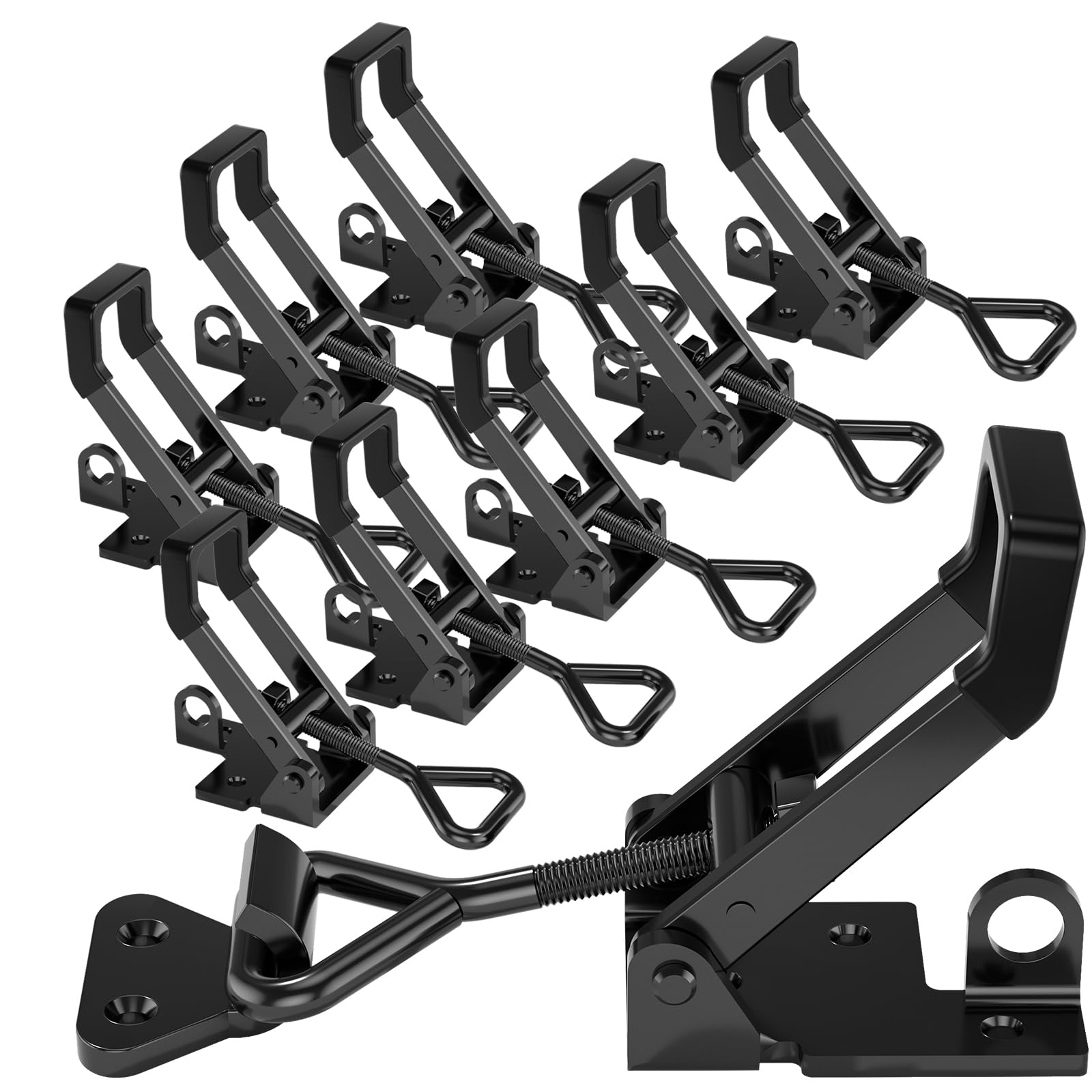 Photo 1 of 8Pack Heavy Duty Toggle Clamp Latch,4003 Style 1320lbs Capacity Pull Clamp Black Adjustable Quick Release Hasp Clamps for Smoker Cabinet Boxes Case Trunk Jig,Metal Toggle Latch Catch Set