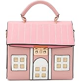 Oweisong Unique Novelty Purse for Women Cute House Shape Handbag Tote Leather Fun Cellphone Crossbody Shoulder Bag