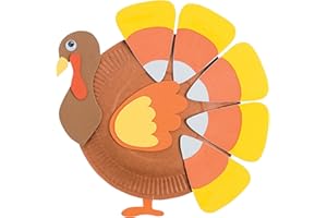 Fun Express Paper Plate Turkey Craft Kit - Makes 12 Thanksgiving Crafts for Kids Ages 3+ | Fall Arts & Crafts Activities with Self-Adhesive Foam Pieces & Wiggle Eyes | Preschool Holiday Party Favors